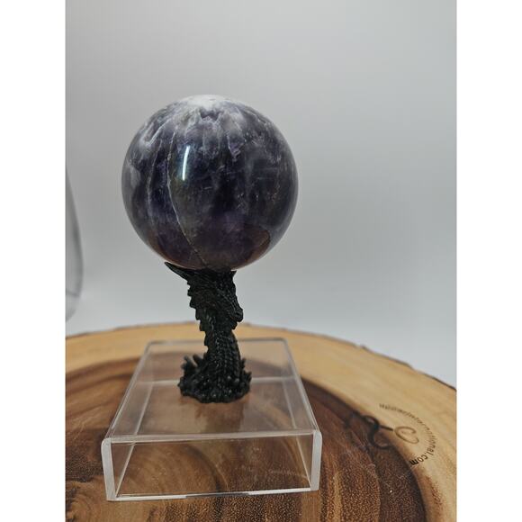 Amethyst Sphere .82lb 65mm W/Dragon Stand - Picture 3 of 12